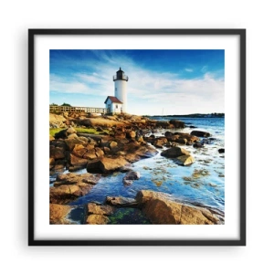 Affisch i svart ram - Kom lyckligt tillbaka, jag väntar - 50x50 cm