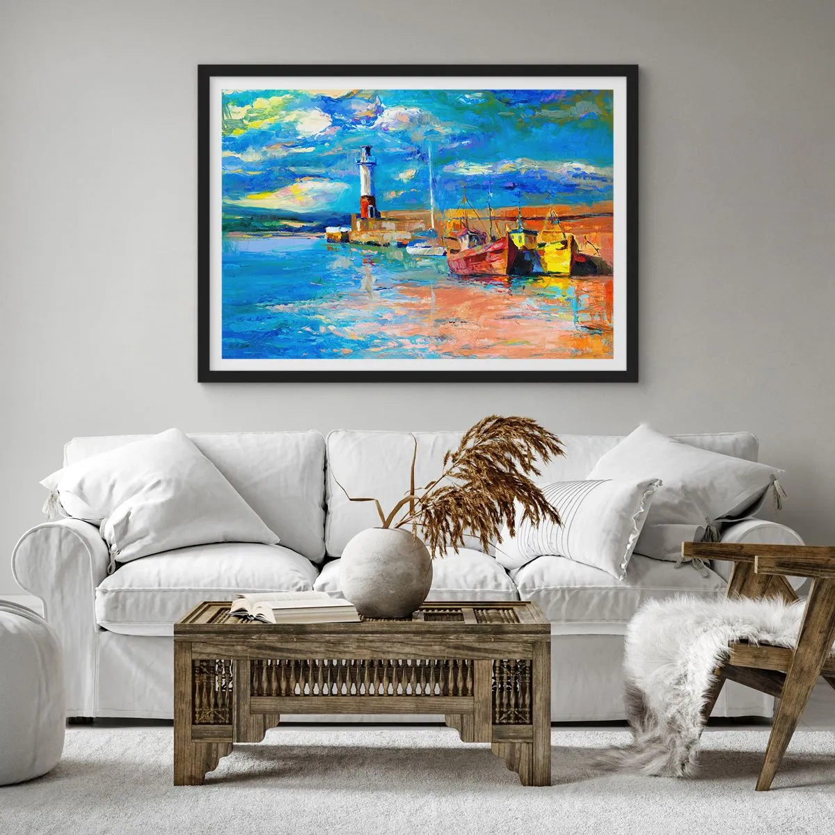 Affisch i svart ram - Eftermiddag i regnbågsviken - 100x70 cm