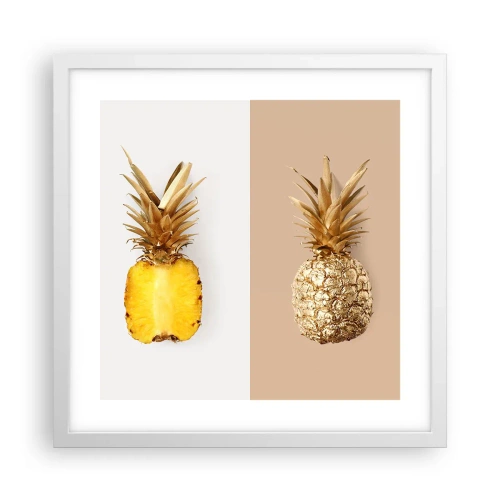 Affisch i vit ram - Ananas för oss - 40x40 cm
