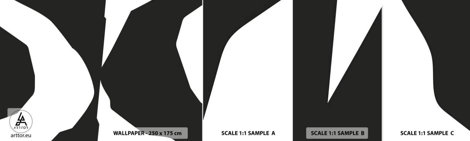 Fototapet Prov Standard Eco - Positiv-negativ - Svartvitt, Abstraktion, Bit - 100x30 cm