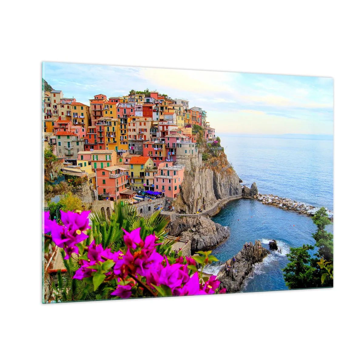 Glastavla - Bild på glas - Skrattande stad - 100x70 cm