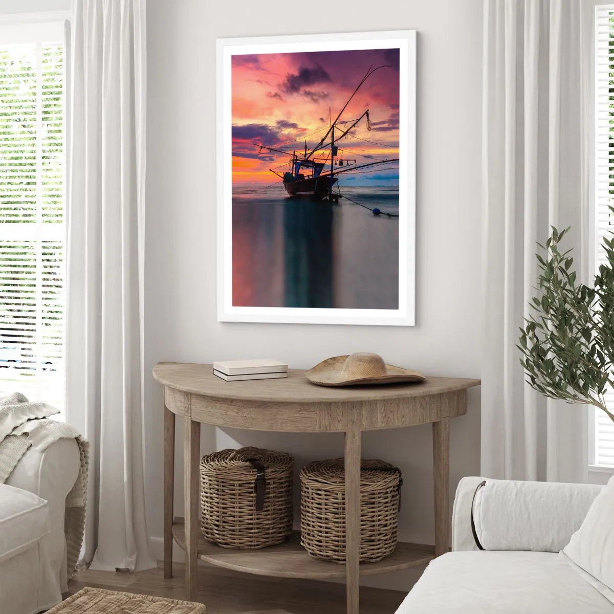 Affisch i vit ram - Exotisk kväll - 70x100 cm