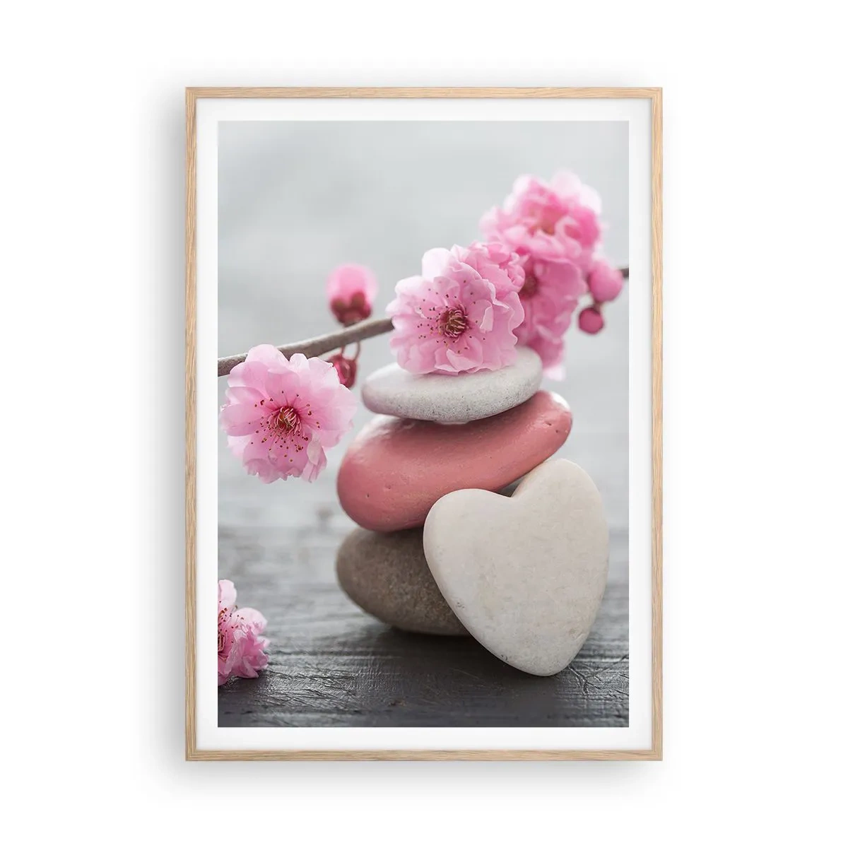 Affisch i ram av ljusek - Salighet med körsbärsblomma - 70x100 cm