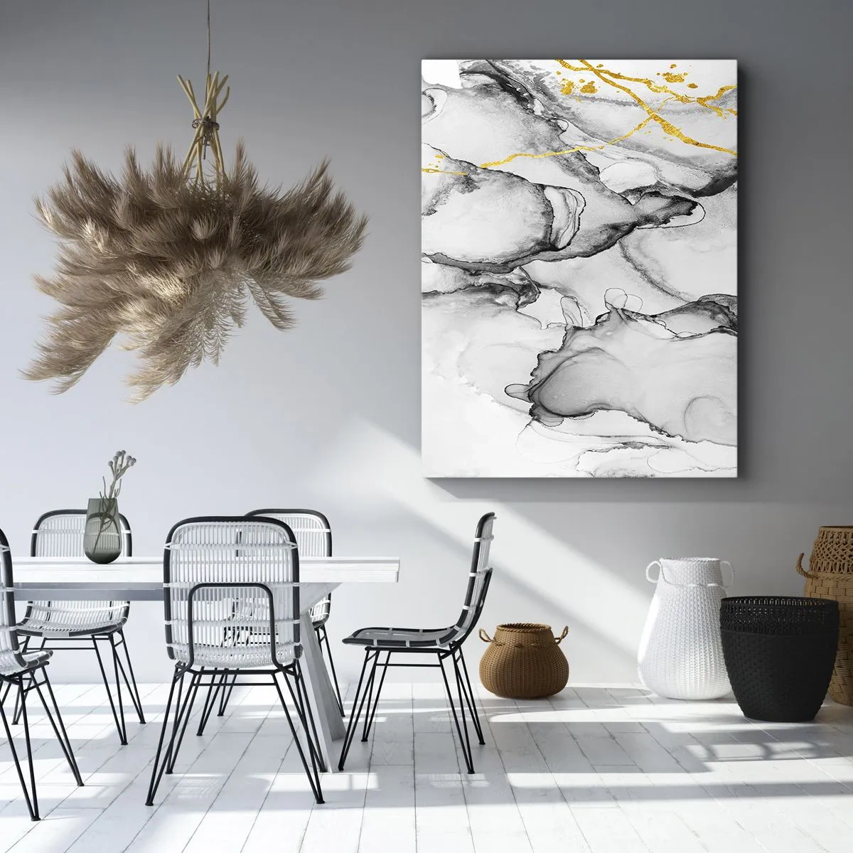 Canvastavla - Bild på duk - Komposition med guldmotiv - 50x70 cm