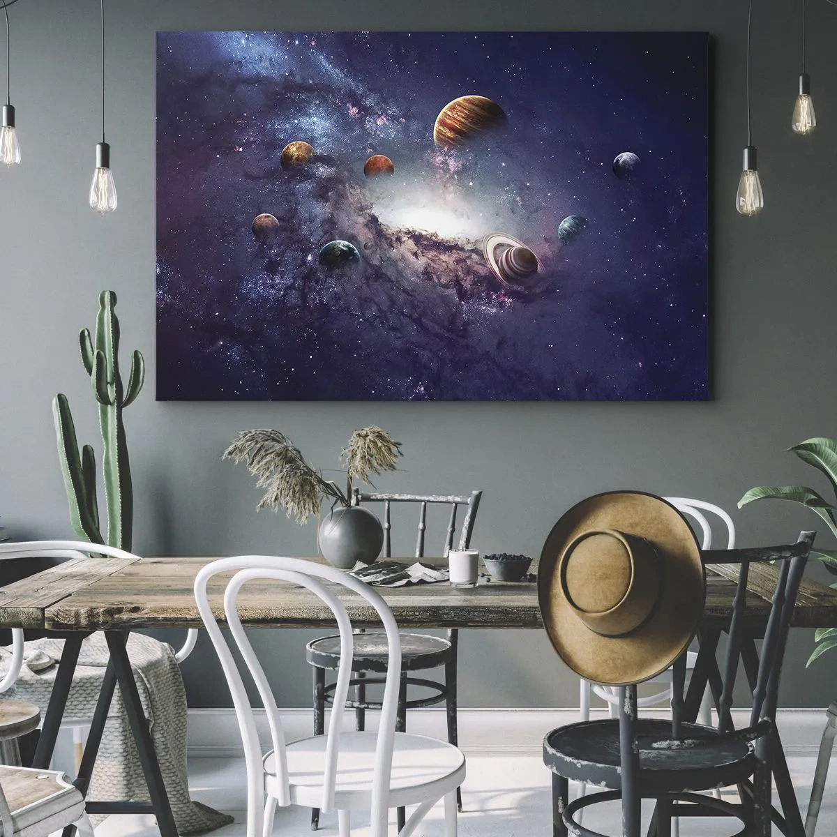 Canvastavla - Bild på duk - Sol- och danssystem - 120x80 cm
