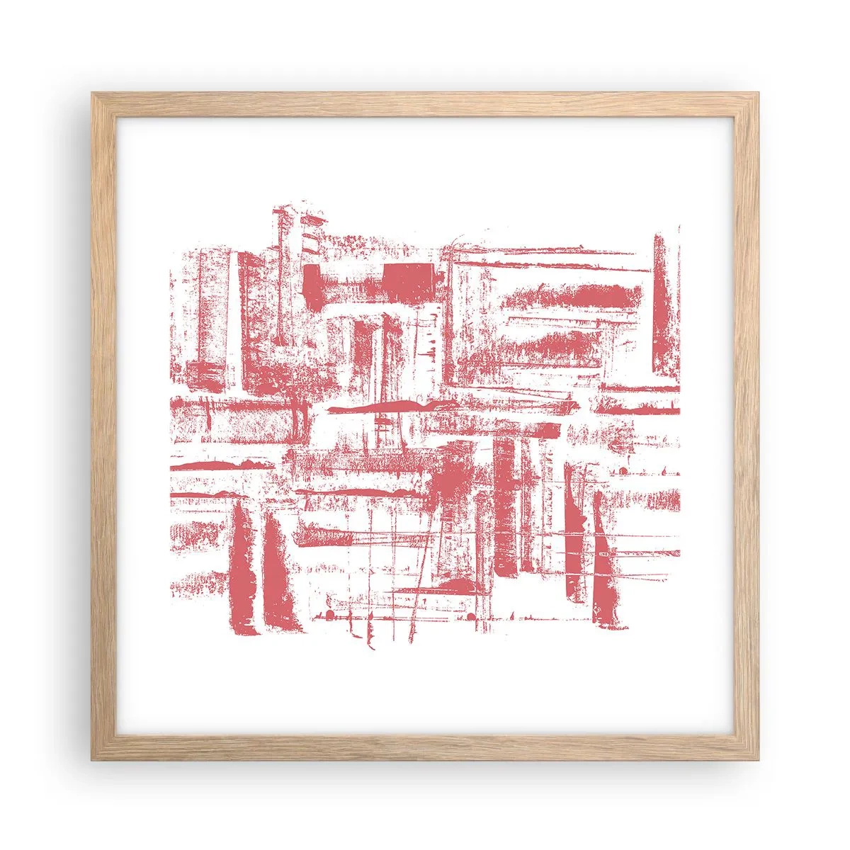Affisch i ram av ljusek - Röd stad - 40x40 cm