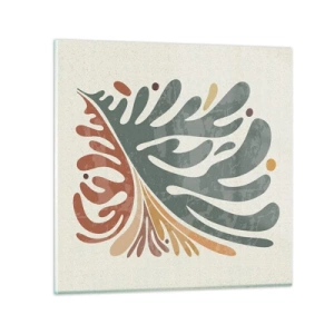 Glastavla - Bild på glas - Flerfärgat blad - 30x30 cm