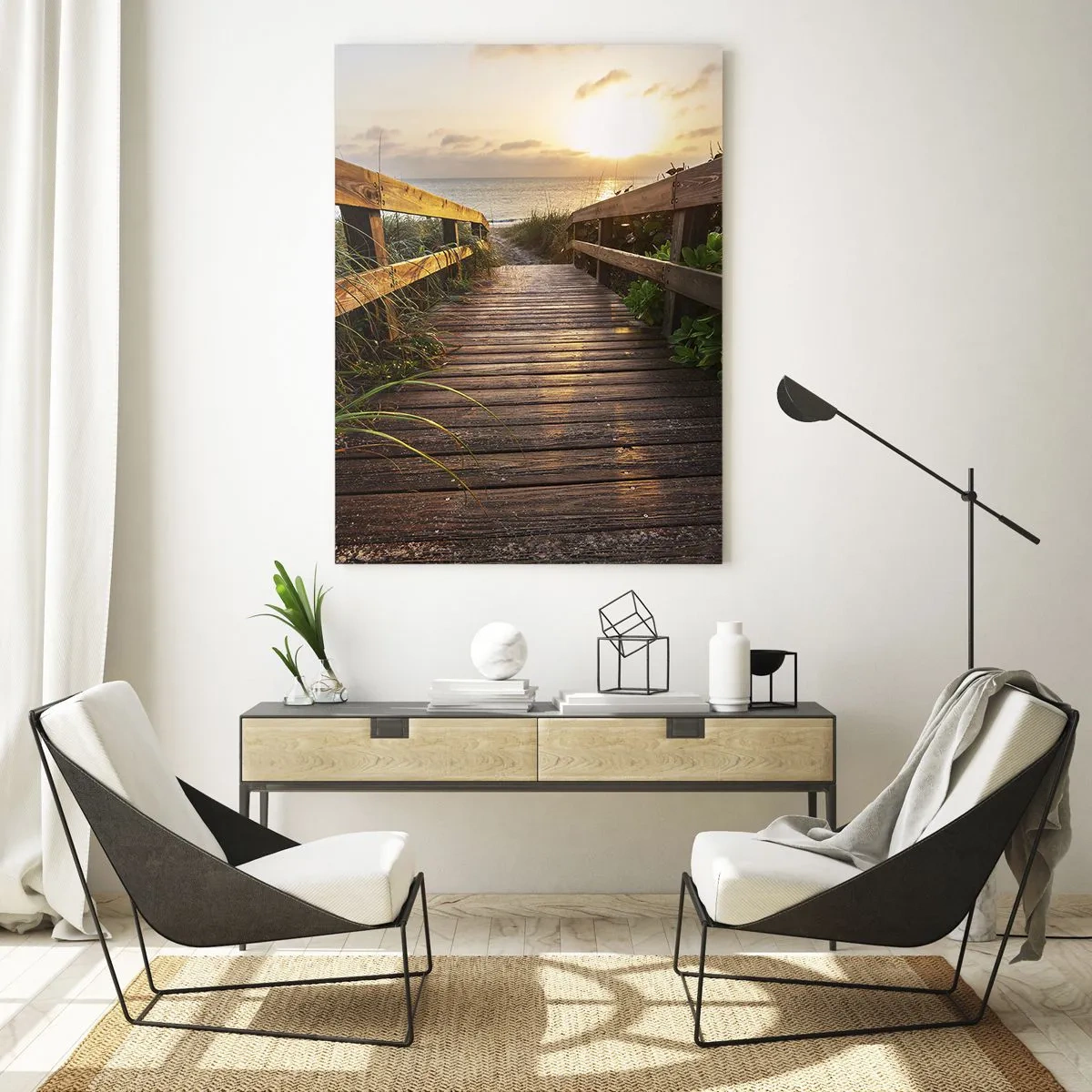 Glastavla - Bild på glas - Direkt till stranden - 50x70 cm