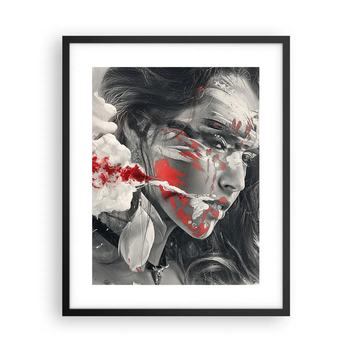 Affisch i svart ram - Röd-vit absurdhet - 40x50 cm