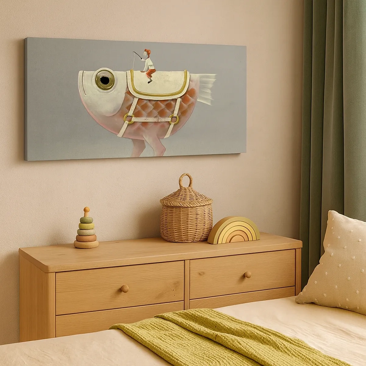 Canvastavla - Bild på duk - Fiskryttare - 30x30 cm