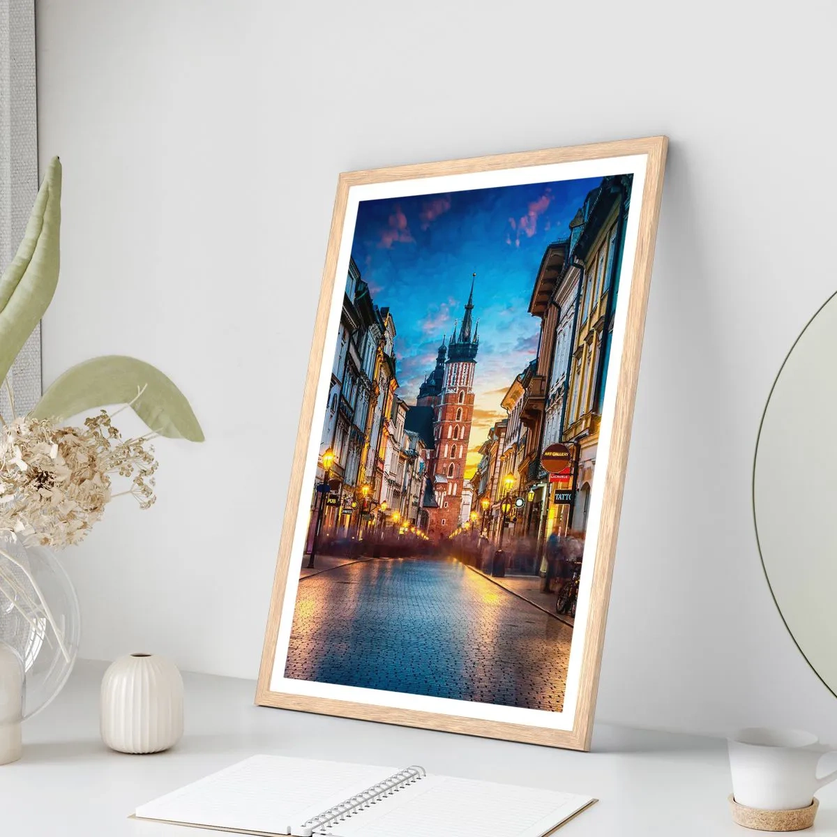 Affisch i ram av ljusek - Krakows charm - 40x50 cm