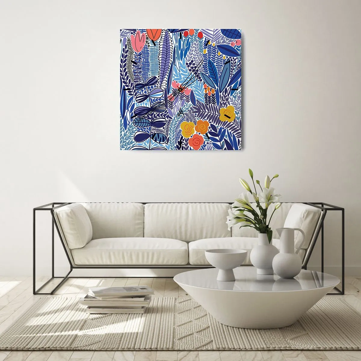 Väggklocka - Klocka på glas - Hawaii-trädgård - 30x30 cm