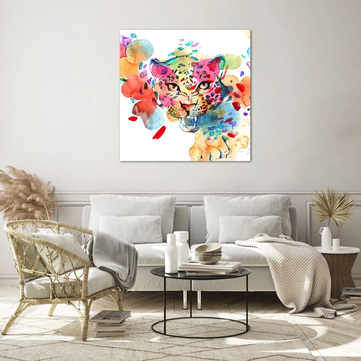 Glastavla - Bild på glas - Skönheten och odjuret - 70x70 cm