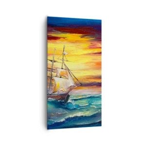 Canvastavla - Bild på duk - Modigt mot vågorna - 65x120 cm