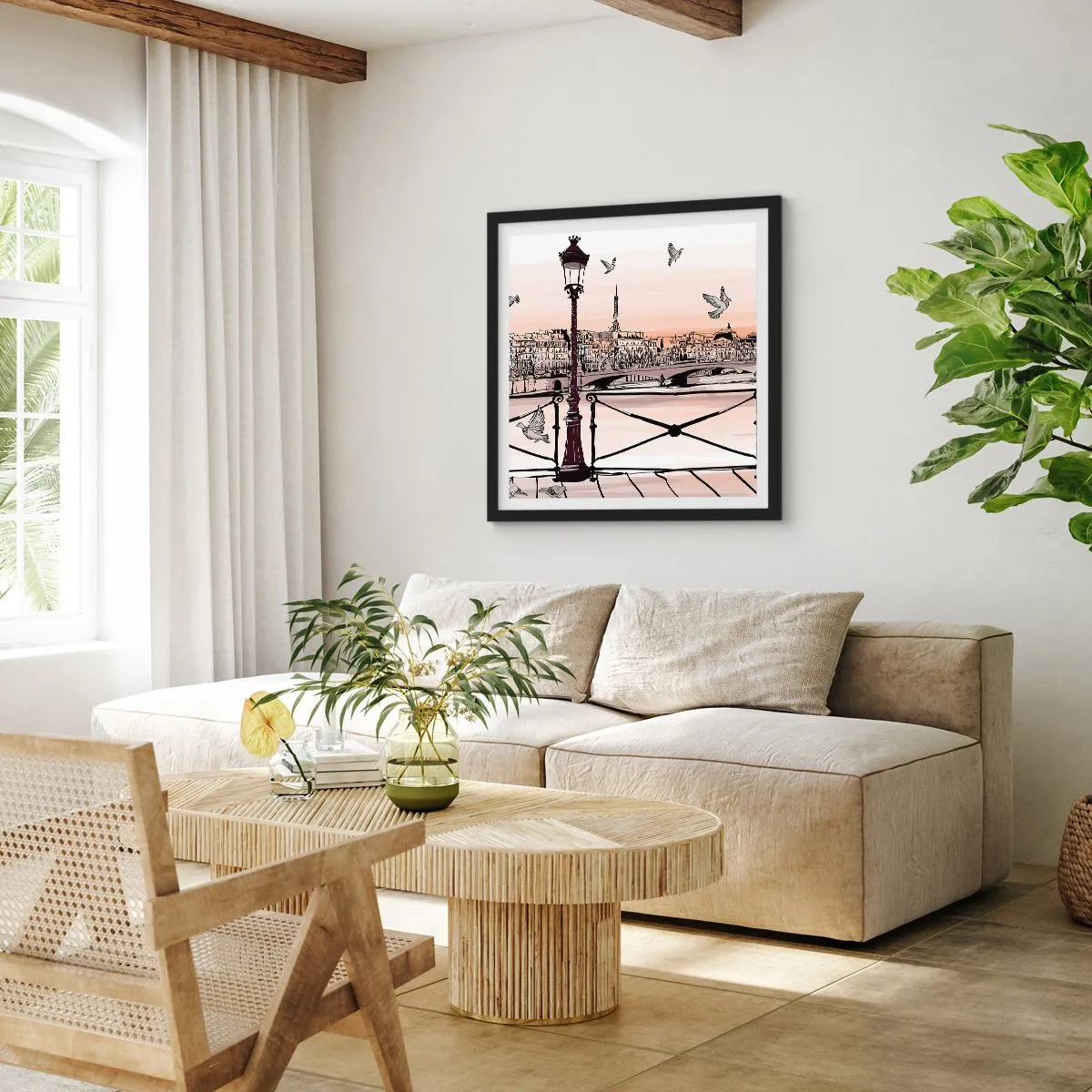 Affisch i svart ram - Över Paris tak - 30x30 cm
