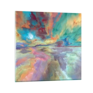 Glastavla - Bild på glas - Två himlar - 30x30 cm