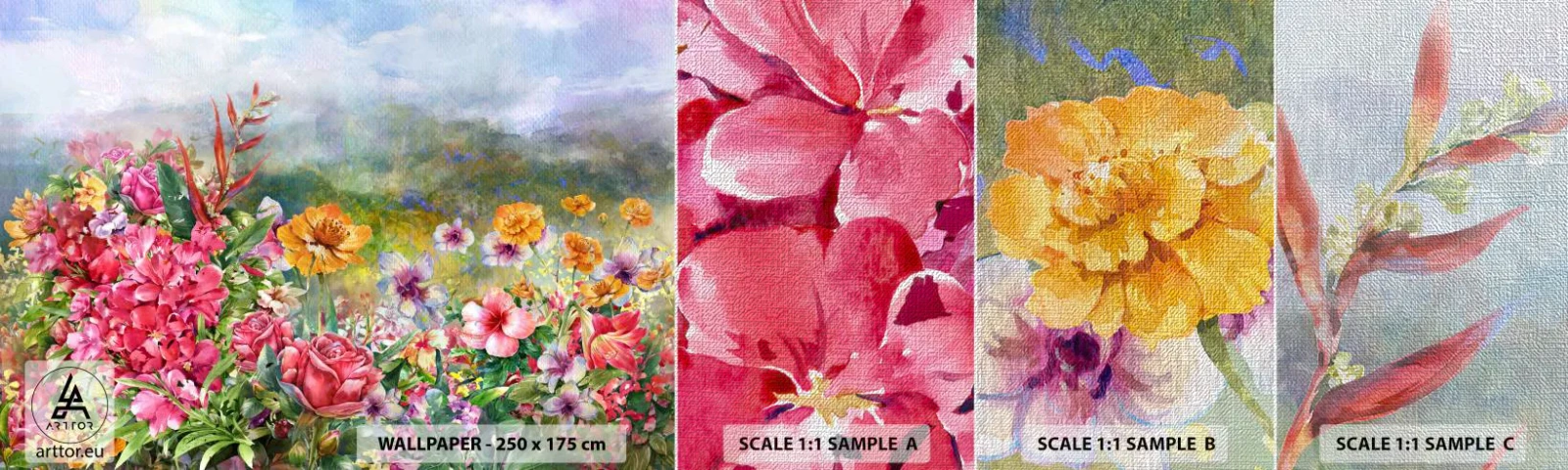 Provbit av fototapet Premium Canvas - En trädgård som blivit galen - Blommor, Trädgård, Natur - 100x30 cm