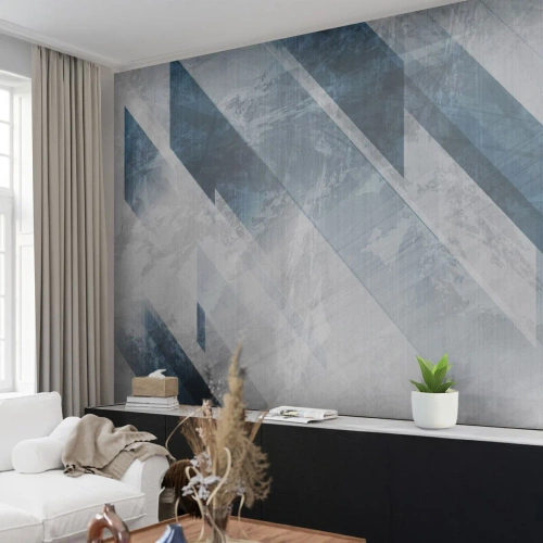 Fototapet Standard Eco - Tredimensionell komposition – gråhetens rörelse - Abstraktion, Bit, Modernt mönster - 350x256 cm