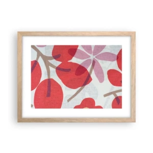 Affisch i ram av ljusek - Blomsterkomposition i rosa - 40x30 cm