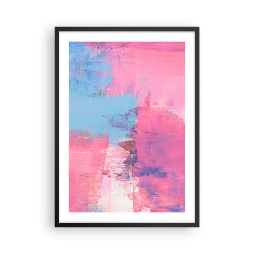 Affisch i svart ram - Abstrakt komposition i nyanser av rosa och blått - 50x70cm - Rosa, blått och en gnutta ljus - Modern väggdekoration för vardagsrum och sovrum ARTTOR
