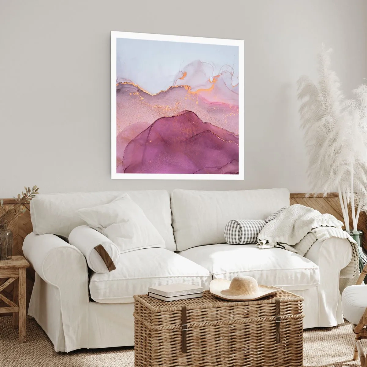 Affisch - Lila och violett vågor - 50x50 cm