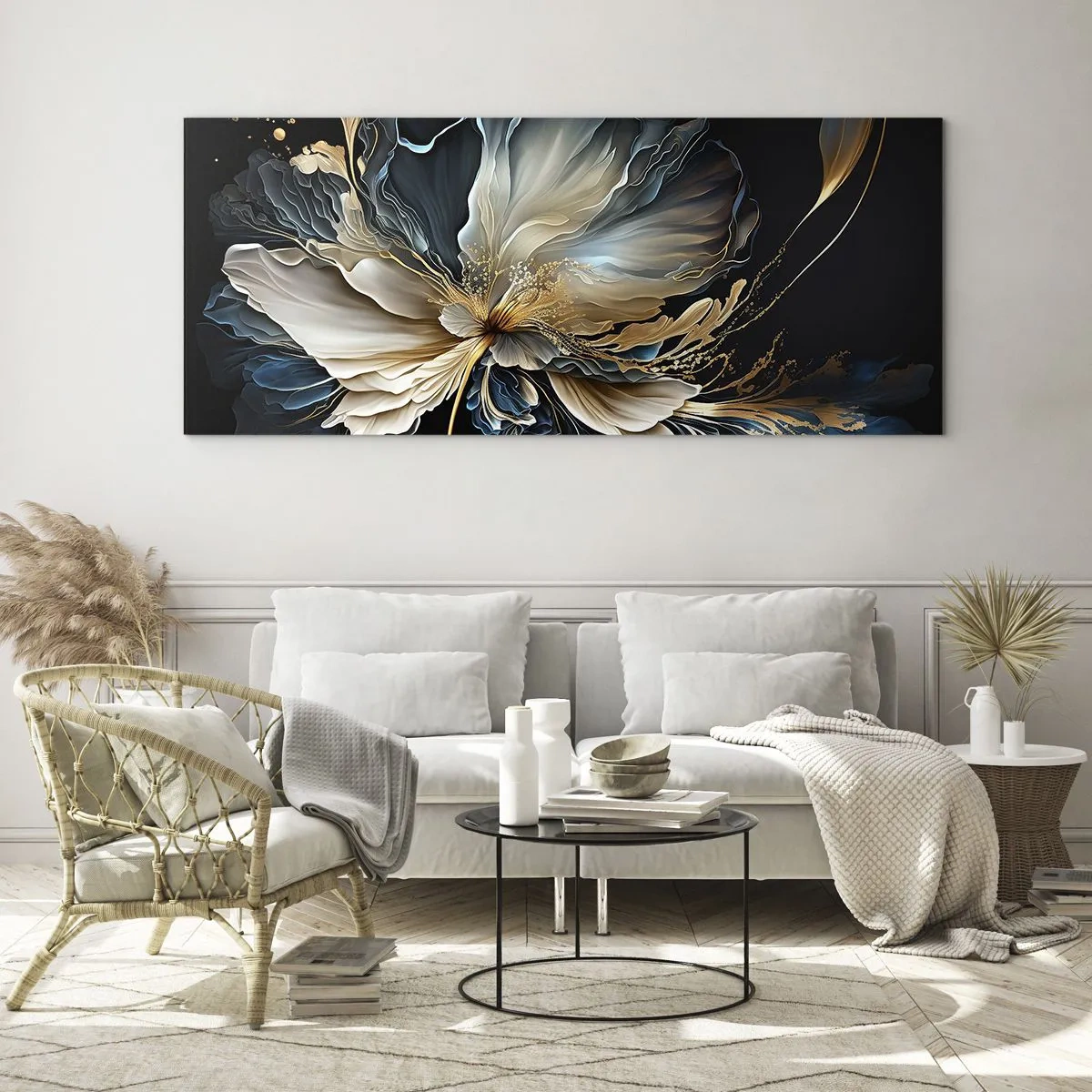 Glastavla - Bild på glas - Sagolik ormbunksblomma - 100x40 cm