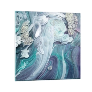 Glastavla - Bild på glas - Blåhetens strömmar - 50x50 cm