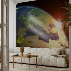Fototapet Premium Sand - Soluppgång - Kosmos, Klot, Kontinenter - 300x210 cm