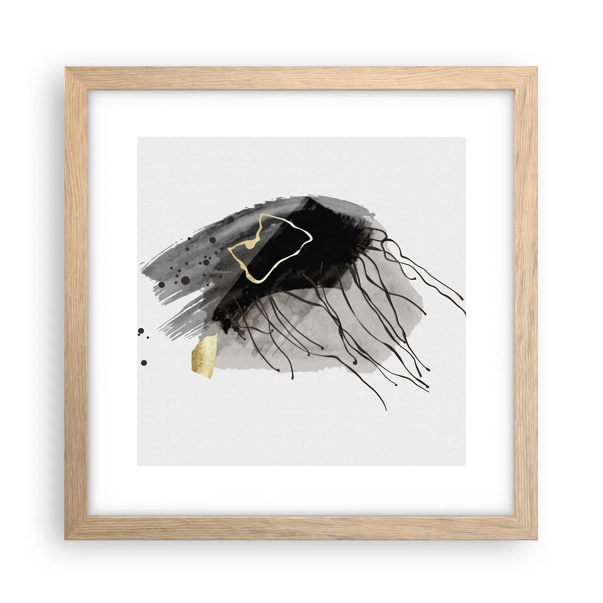 Affisch i ram av ljusek - I svart och guld - 30x30 cm