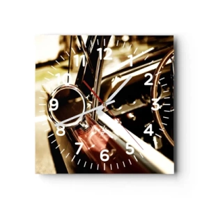 Väggklocka - Klocka på glas - En bil med själ - 40x40 cm