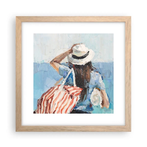 Affisch i ram av ljusek - Välkommen på semester - 30x30 cm