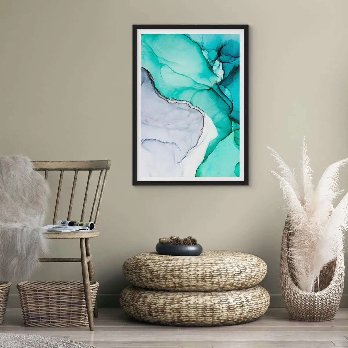 Affisch i svart ram - En studie i turkos - 40x50 cm