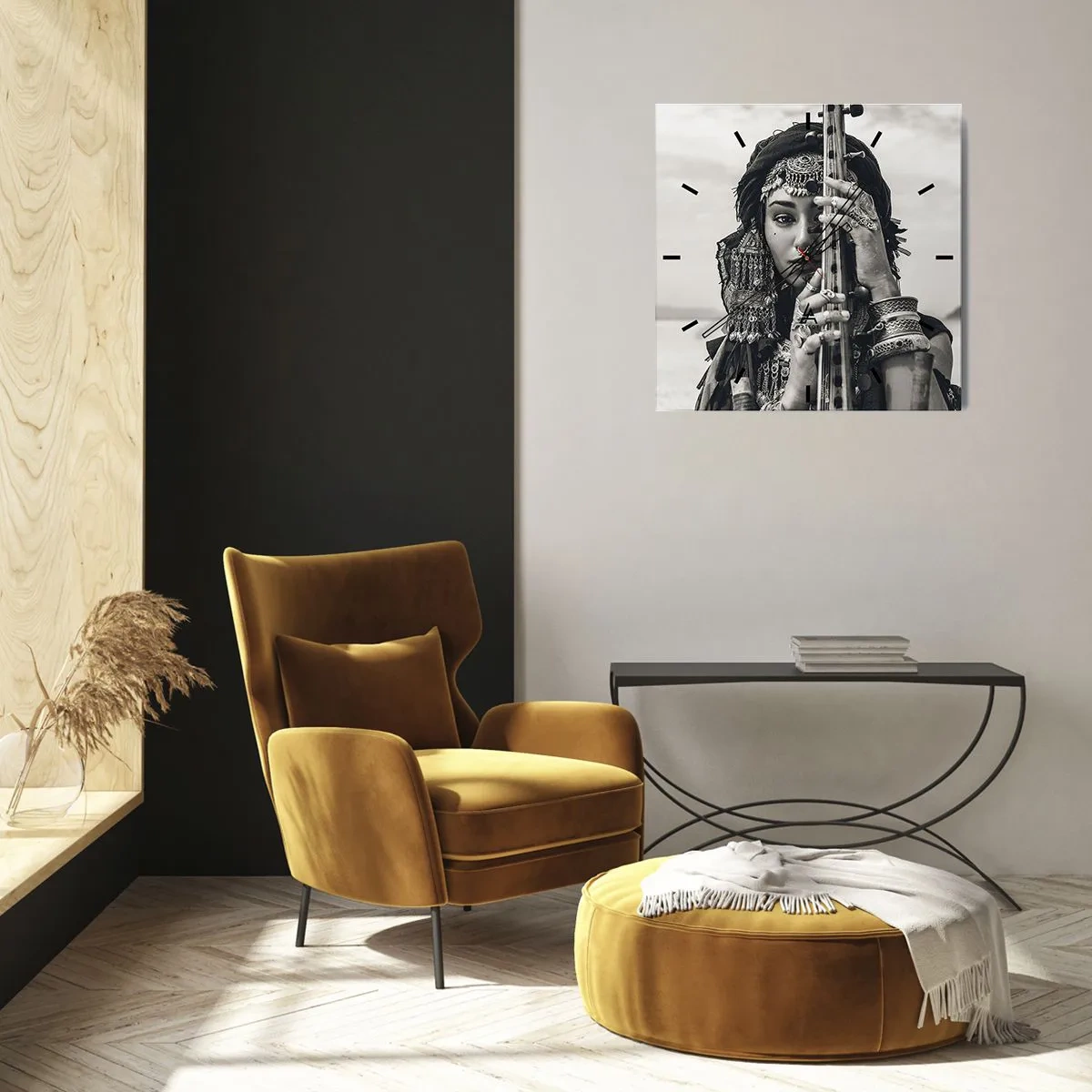 Väggklocka - Klocka på glas - Bara Orientens musik - 40x40 cm