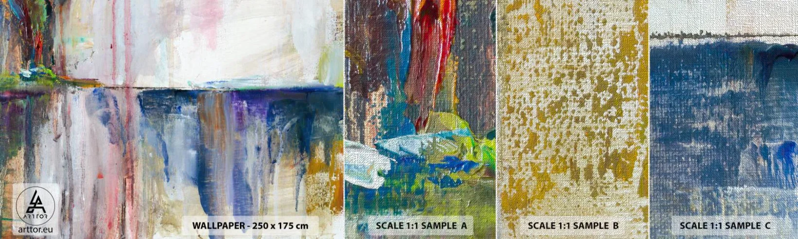 Provbit av fototapet Premium Canvas - Färgrika intryck och associationer - Abstraktion, Bit, Målning - 100x30 cm