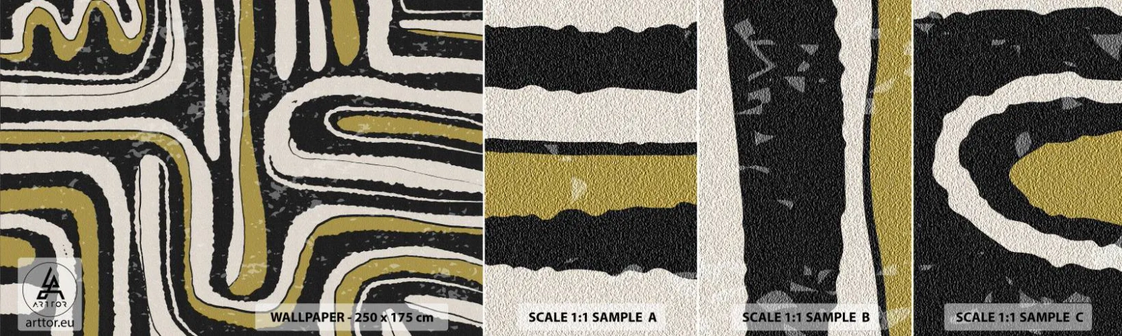 Provbit av självhäftande fototapet Deluxe Sticker - Komposition: stråk och gränder - Åldrig, Abstraktion, Bit - 100x30 cm