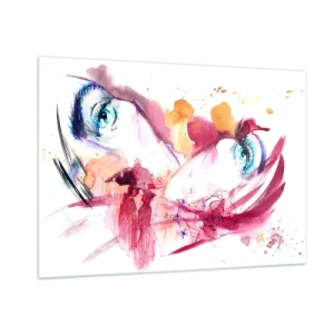 Glastavla - Bild på glas - Världen blommar i närheten - 100x70 cm