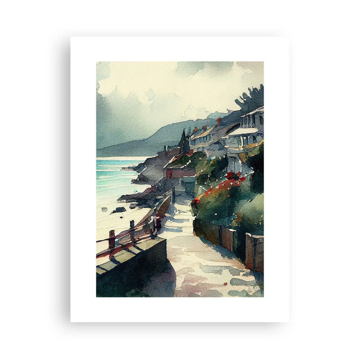 Affisch - Medelhavsstad - 30x40 cm