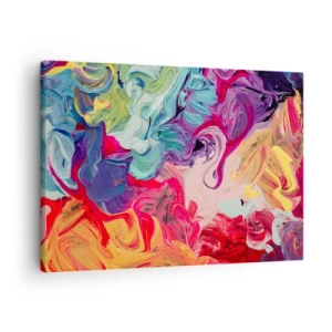 Canvastavla - Bild på duk - En abstrakt komposition med livfulla, virvlande färger och en dynamisk struktur. - 70x50cm - Färgerna föds - Modern väggdekoration för vardagsrum och sovrum ARTTOR
