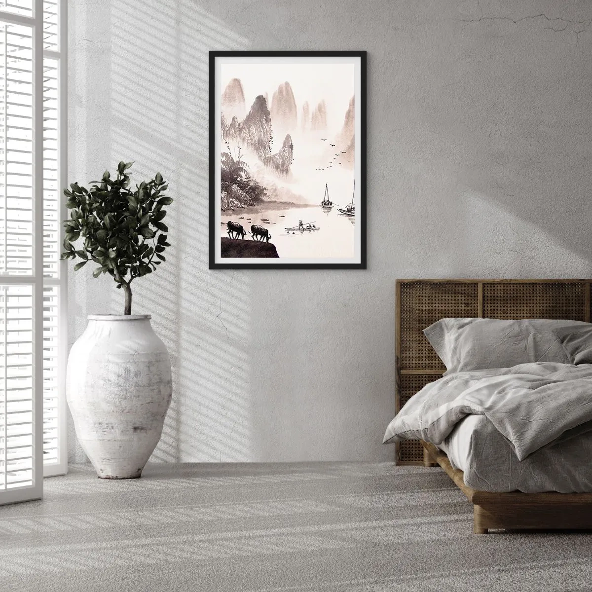 Affisch i svart ram - Österns exotiska vardag - 70x100 cm