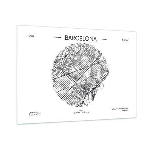 Glastavla - Bild på glas - Barcelonas anatomi - 100x70 cm