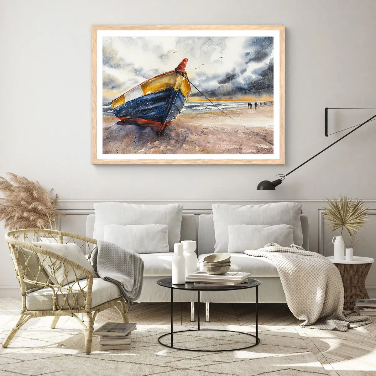 Affisch i ram av ljusek - Vila på stranden - 50x40 cm