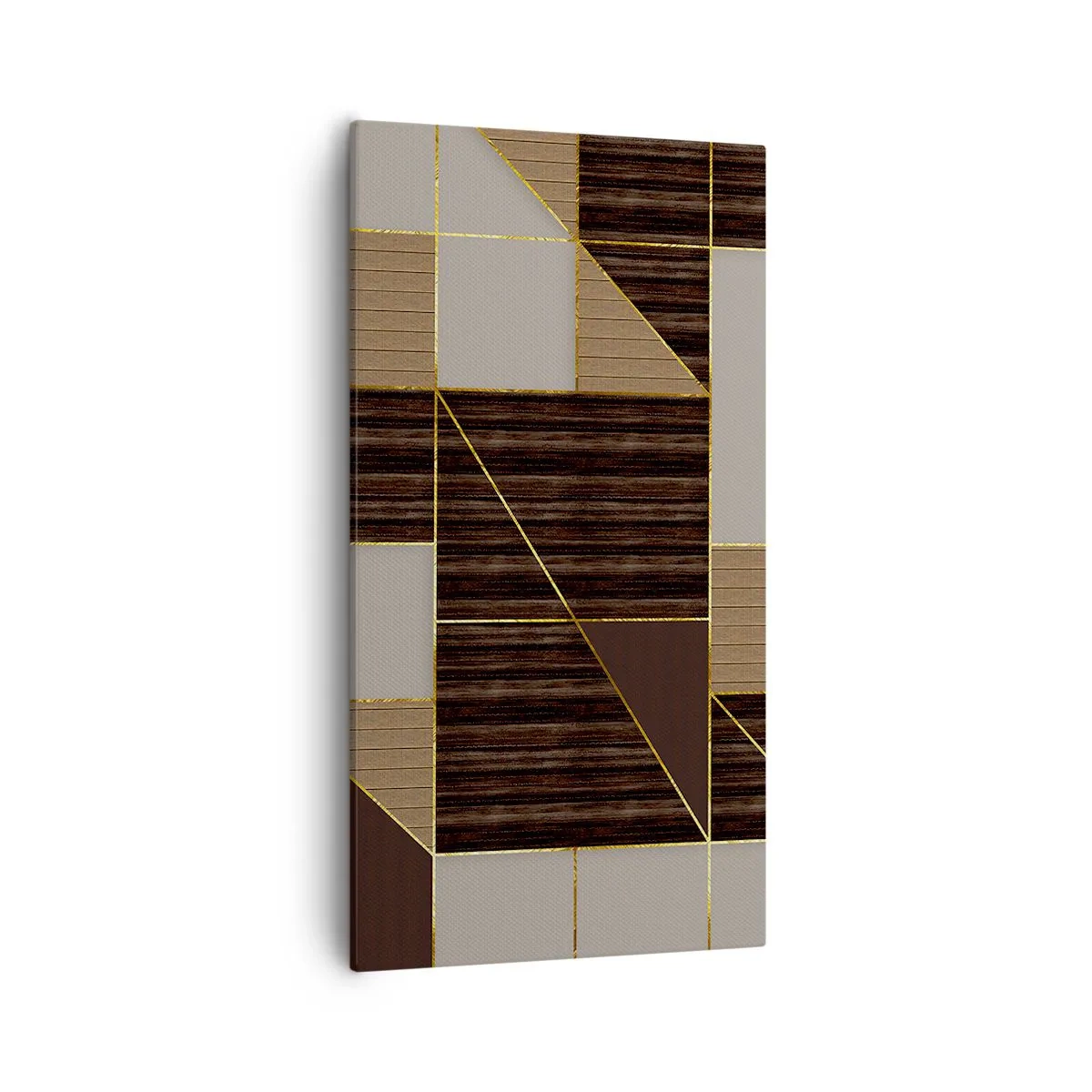 Canvastavla - Bild på duk - Mosaik av brun och guld - 55x100 cm