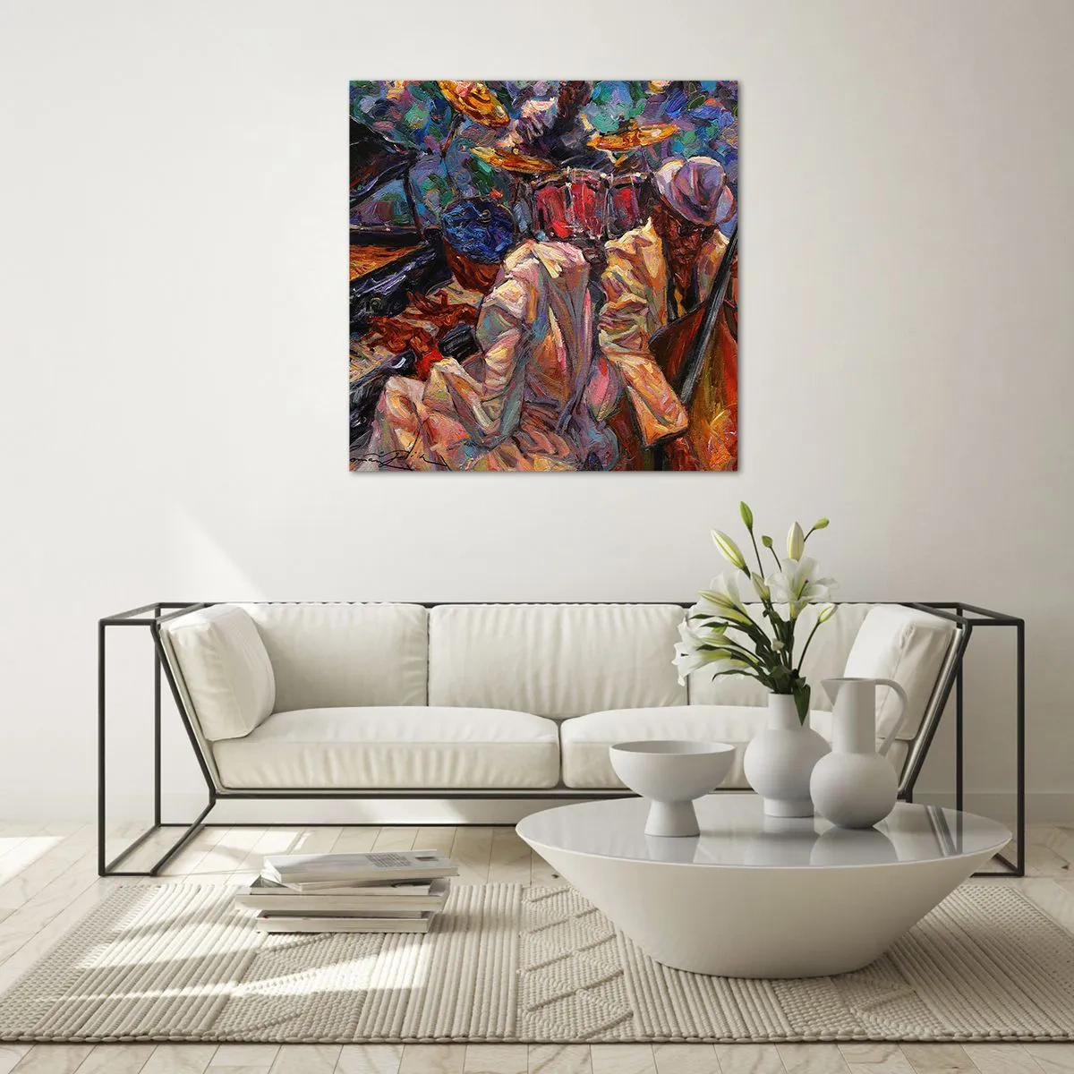 Glastavla - Bild på glas - I en rytm - 50x50 cm