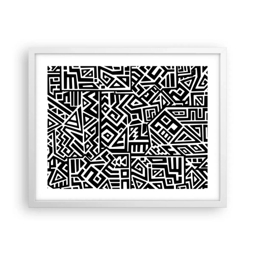 Affisch i vit ram - Prekolumbisk komposition - 50x40 cm