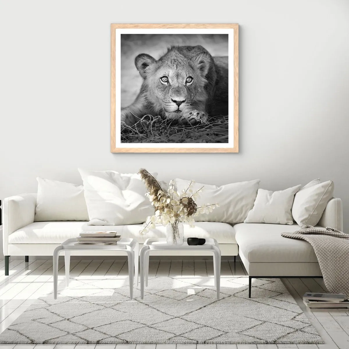 Affisch i ram av ljusek - Kunglig valp - 30x30 cm