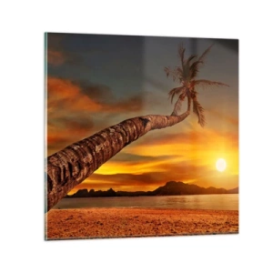 Glastavla - Bild på glas - Exotisk semester, ett äventyr i Karibien - 40x40 cm