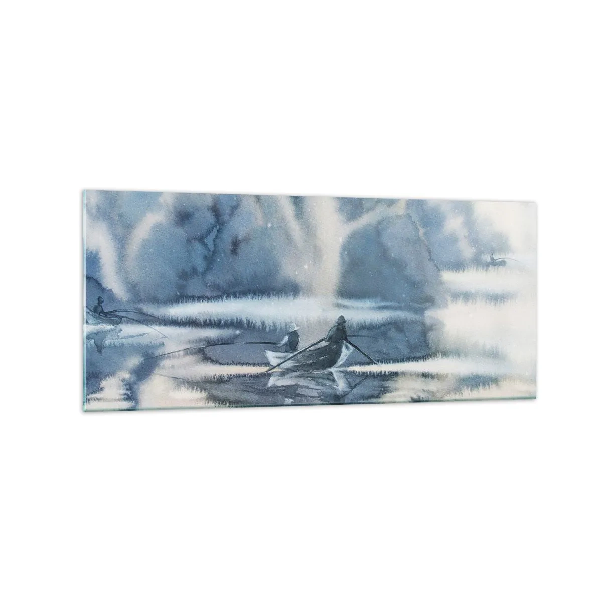 Glastavla - Bild på glas - Sportfiskare i sitt paradis - 120x50 cm