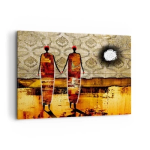 Canvastavla - Bild på duk - Etnisk komposition i Afrikas färger - 100x70 cm