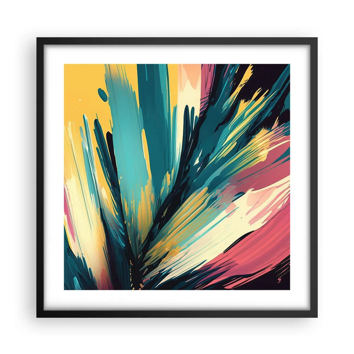 Affisch i svart ram - Komposition - en explosion av glädje - 50x50 cm