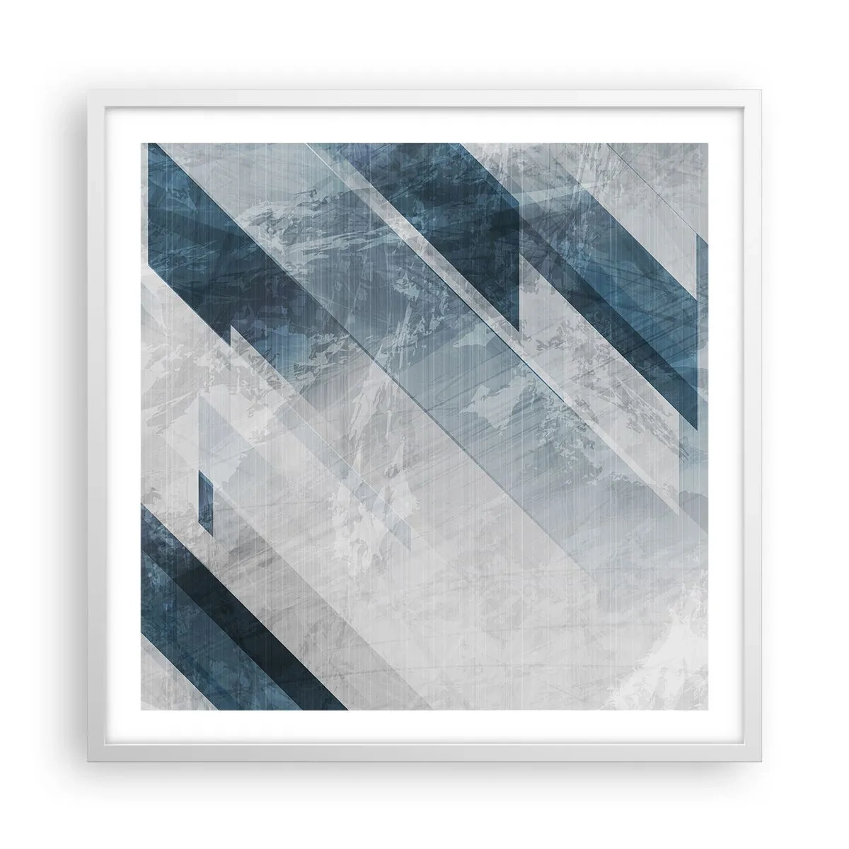 Affisch i vit ram - Tredimensionell komposition – gråhetens rörelse - 60x60 cm